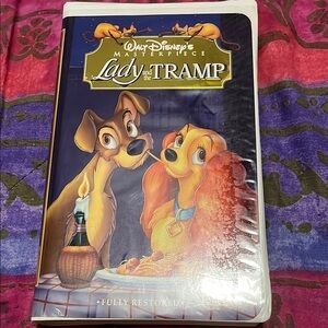 Disney Lady and the Tramp VHS with Purple and Red Cover